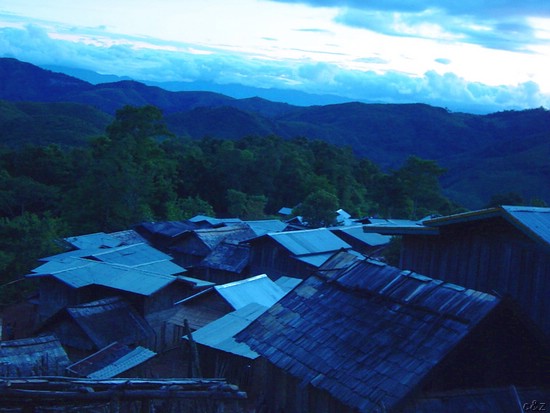 2632- above the khamu village at dusk