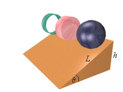 A Hoop, a Disk, and a Sphere on a Ramp VRML Model