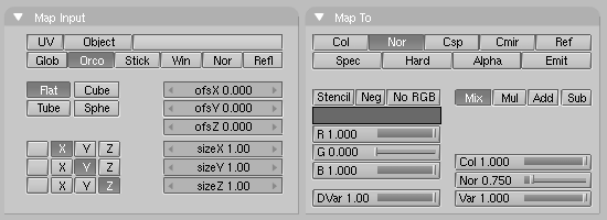 Settings for the Stucci texture in the Material Buttons window.